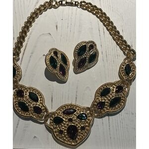 VTG NAPIER Byzantium Runway Rare Book Pcs. Set SWAROVSKI Mint Necklace Earrings
